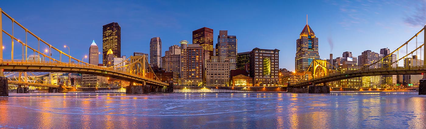 Downtown Pittsburgh Skyline At Dusk